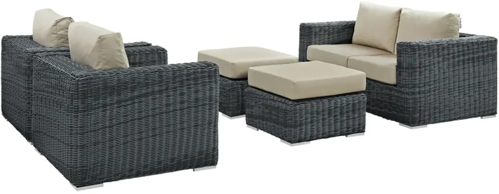 Summon 5 Piece Outdoor Patio Sunbrella® Sectional Set