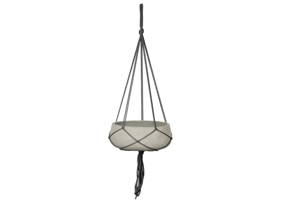 Circular Small Hanging Pot With Netting - Natural