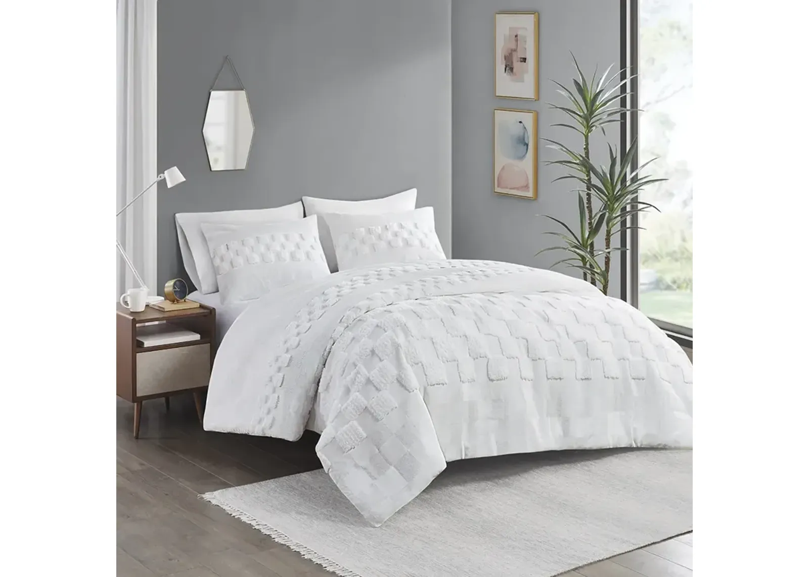 Urban Habitat Bennett Off-White 3 Piece Chenille Duvet Cover Set