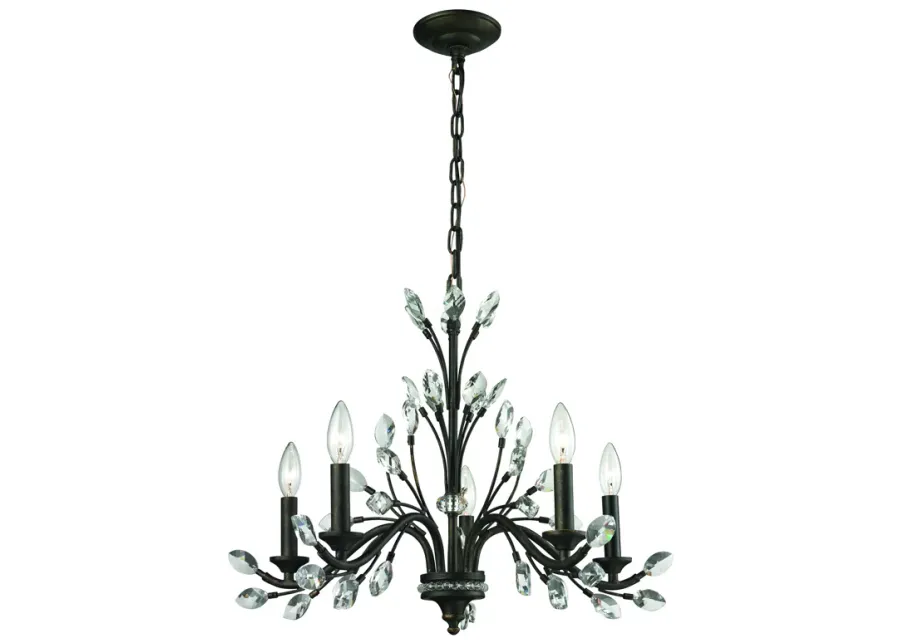 Crystal Branches 25" Wide 5-Light Chandelier - Burnt Bronze