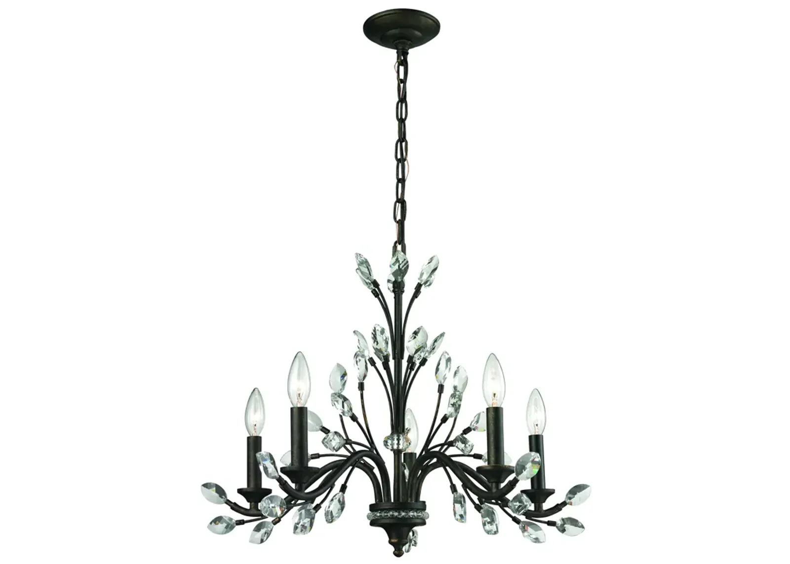 Crystal Branches 25" Wide 5-Light Chandelier - Burnt Bronze