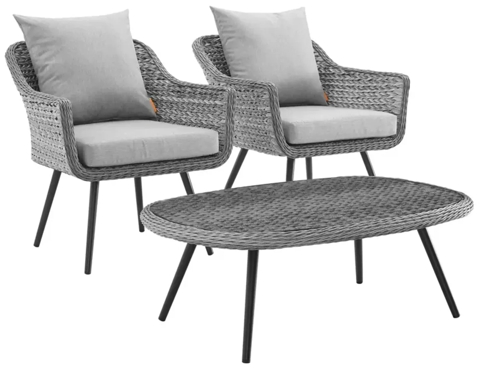 Endeavor 3 Piece Outdoor Patio Wicker Rattan Armchair and Coffee Table Set