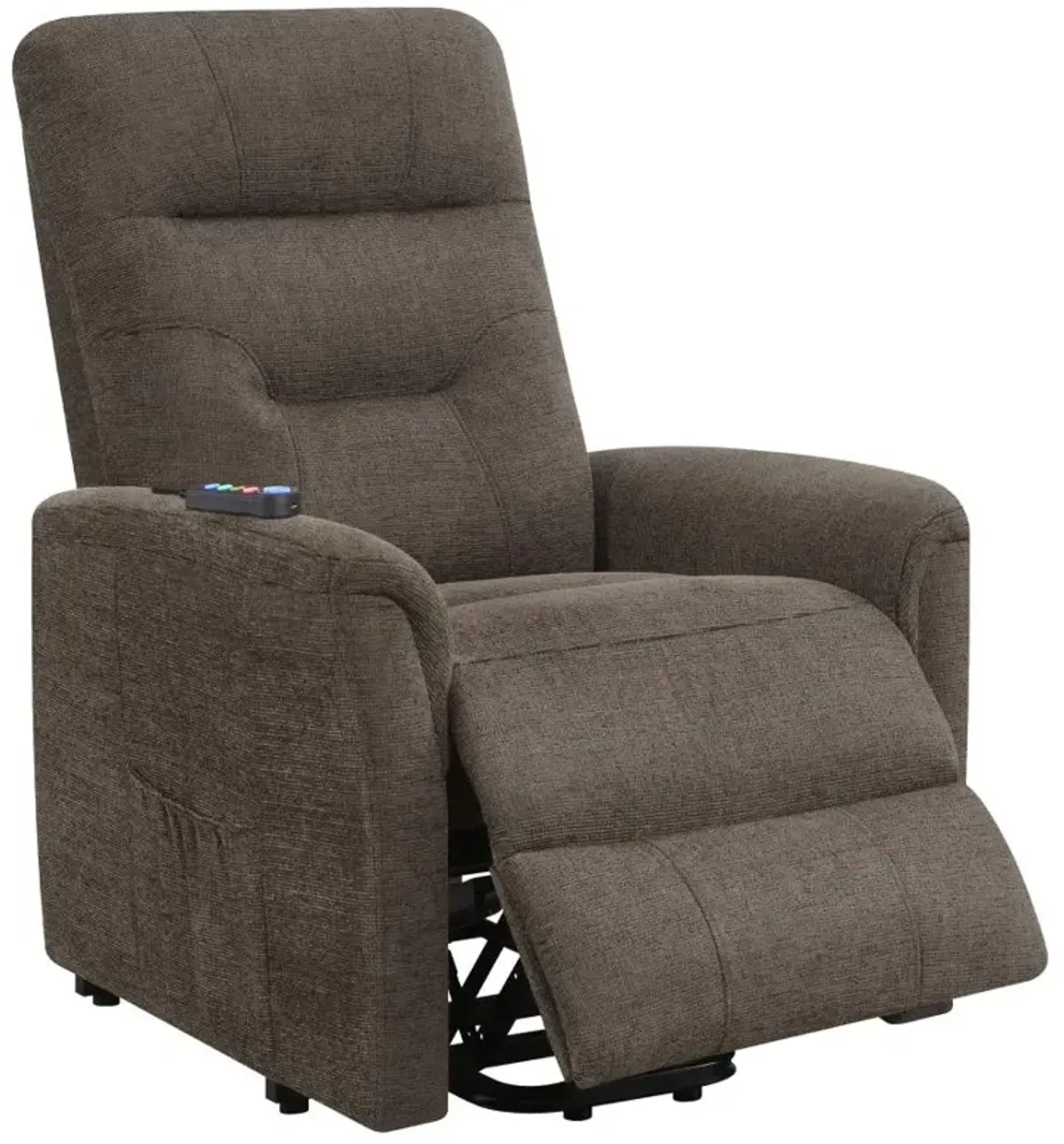 Henrietta Power Lift Recliner with Storage Pocket Brown