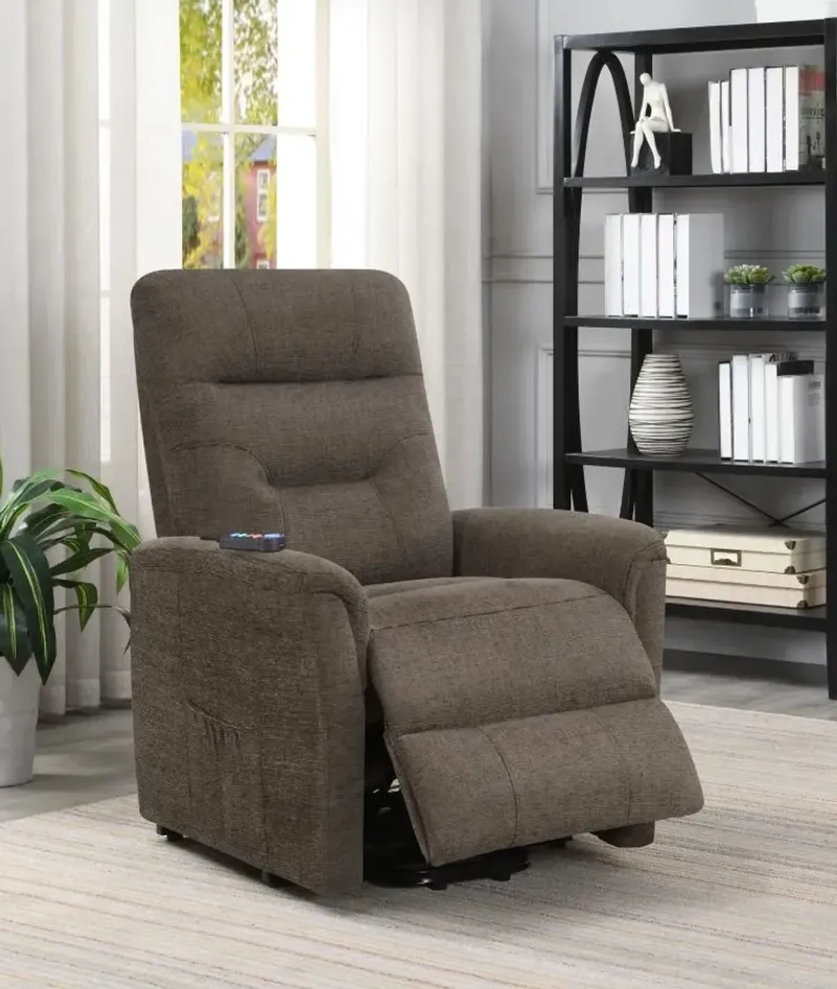 Henrietta Power Lift Recliner with Storage Pocket Brown