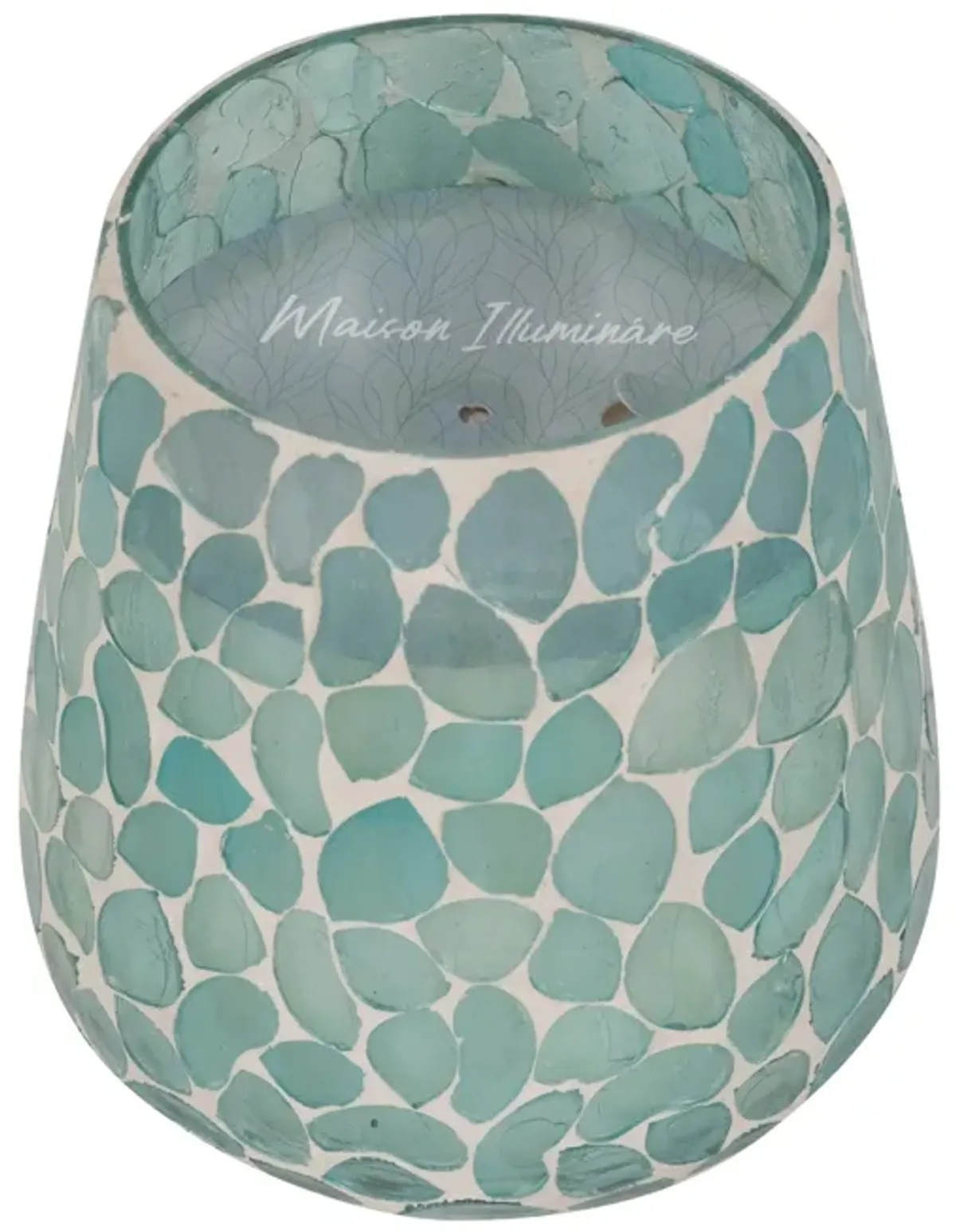 Glass, 5" 18 Oz Mosaic Scented Candle, Light Blue