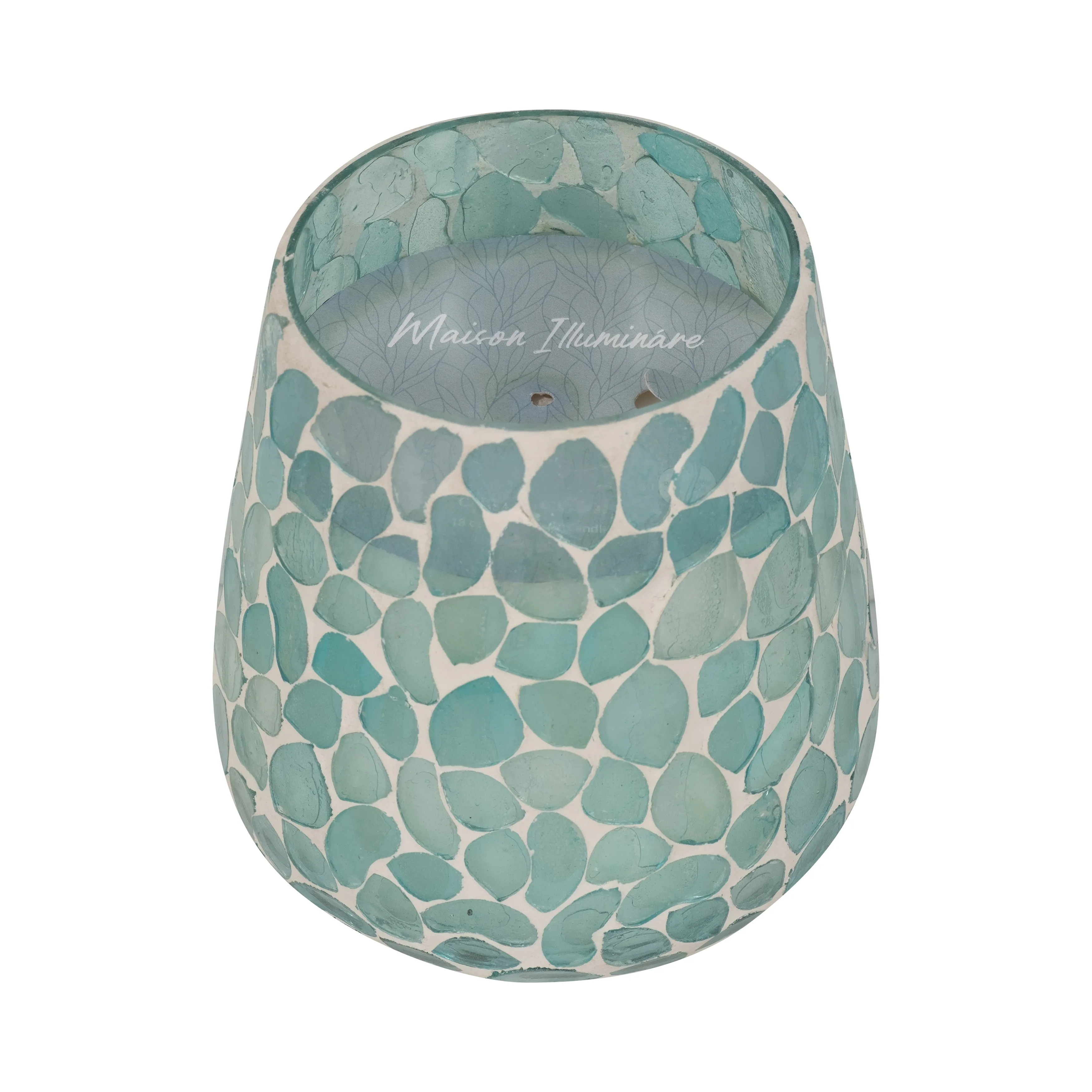 Glass, 5" 18 Oz Mosaic Scented Candle, Light Blue