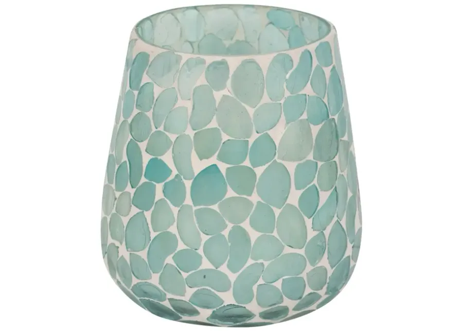 Glass, 5" 18 Oz Mosaic Scented Candle, Light Blue