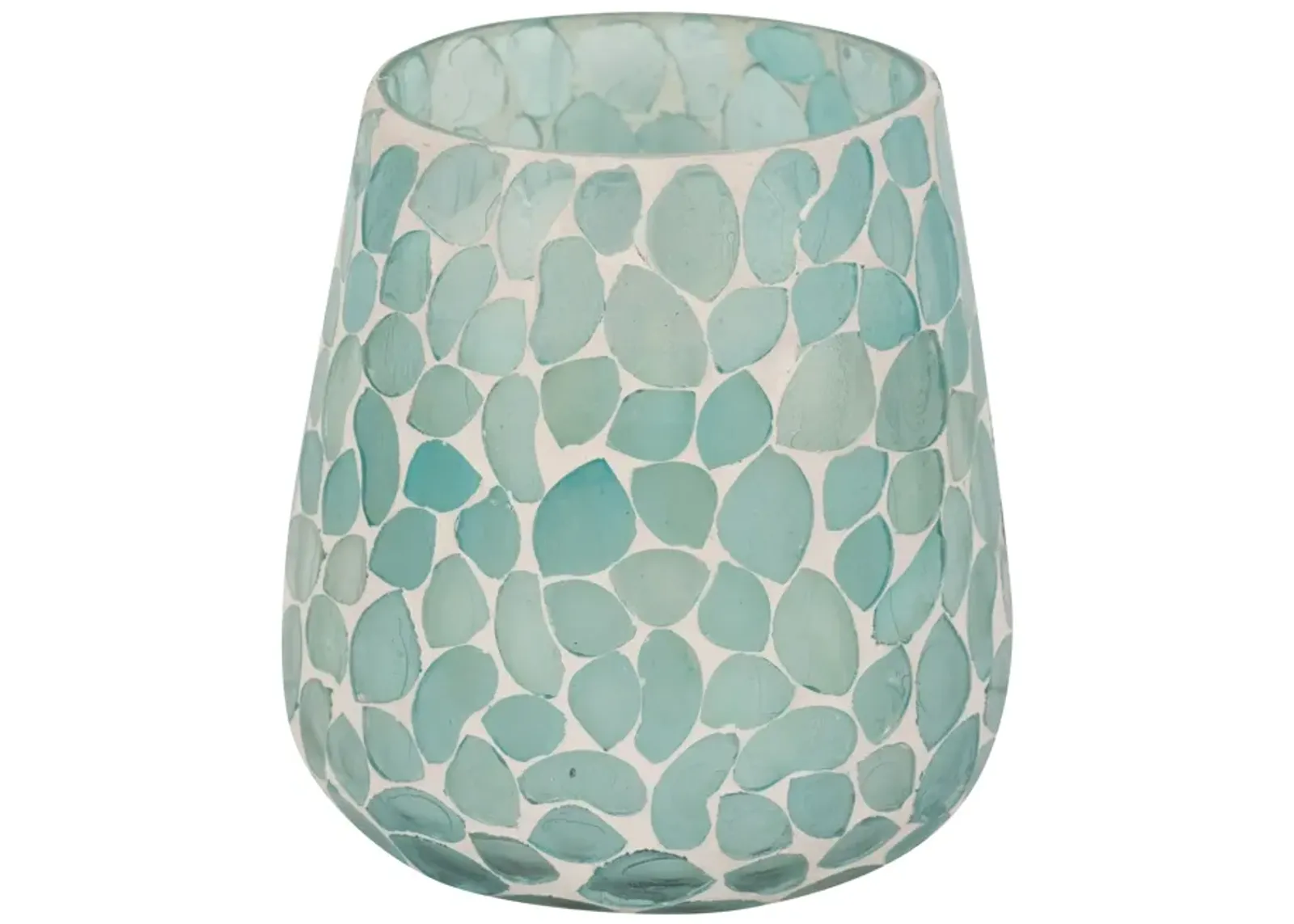 Glass, 5" 18 Oz Mosaic Scented Candle, Light Blue