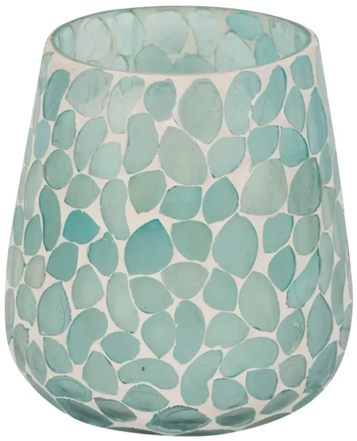 Glass, 5" 18 Oz Mosaic Scented Candle, Light Blue