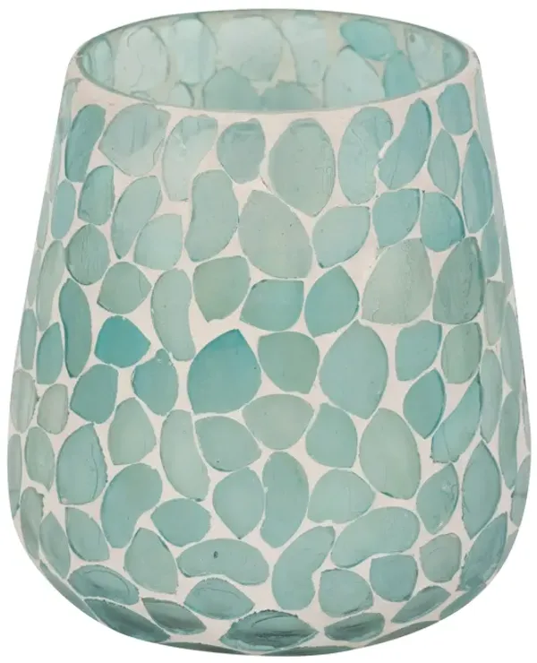 Glass, 5" 18 Oz Mosaic Scented Candle, Light Blue