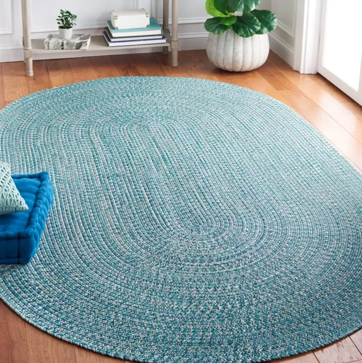 BRAIDED 201 TEAL  9' x 12' Oval Oval Rug