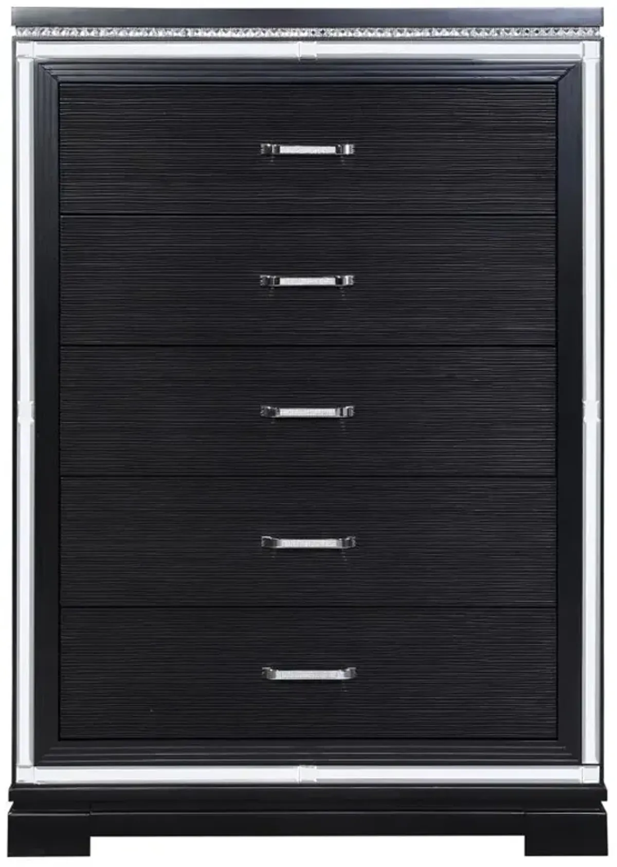 Cappola Rectangular 5-drawer Chest Silver and Black