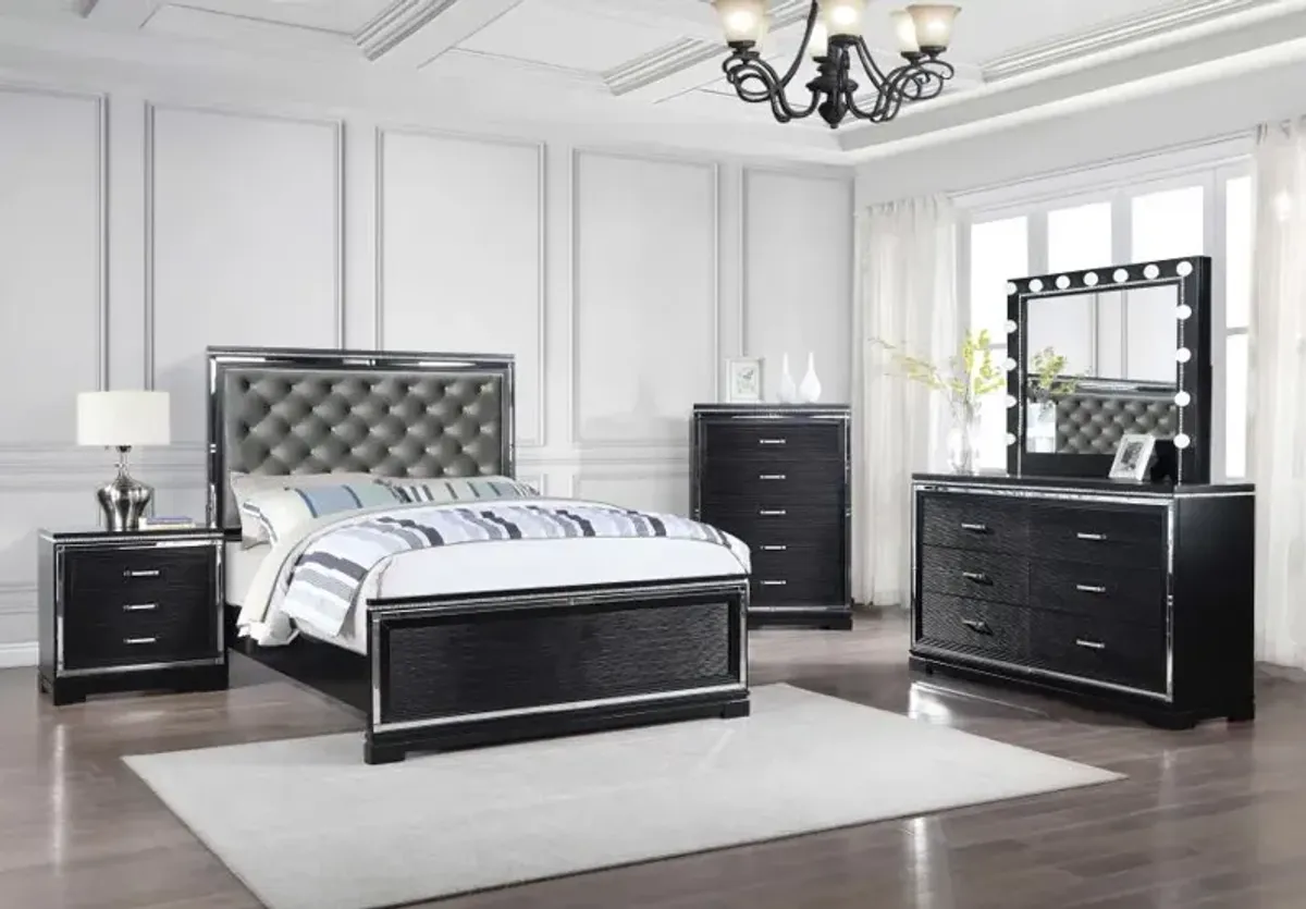 Cappola Rectangular 5-drawer Chest Silver and Black