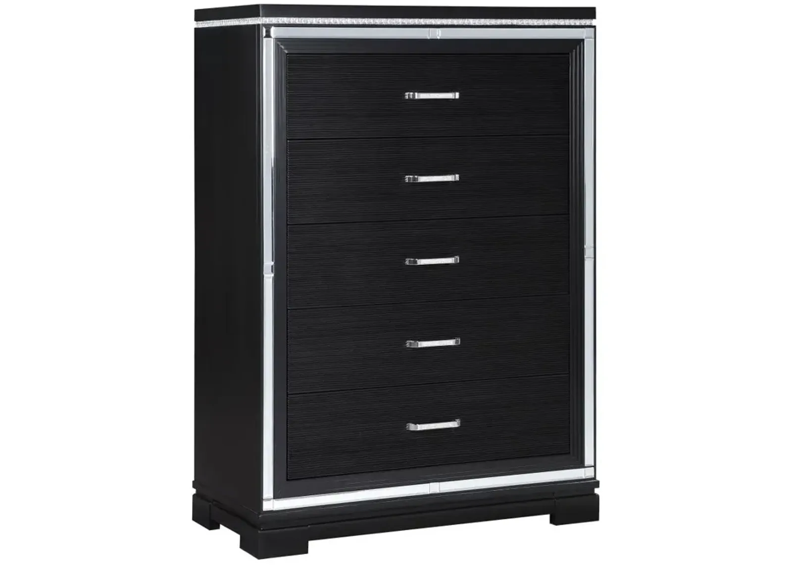 Cappola Rectangular 5-drawer Chest Silver and Black