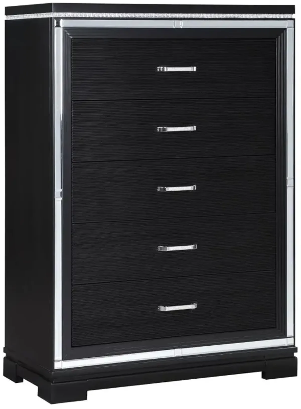 Cappola Rectangular 5-drawer Chest Silver and Black