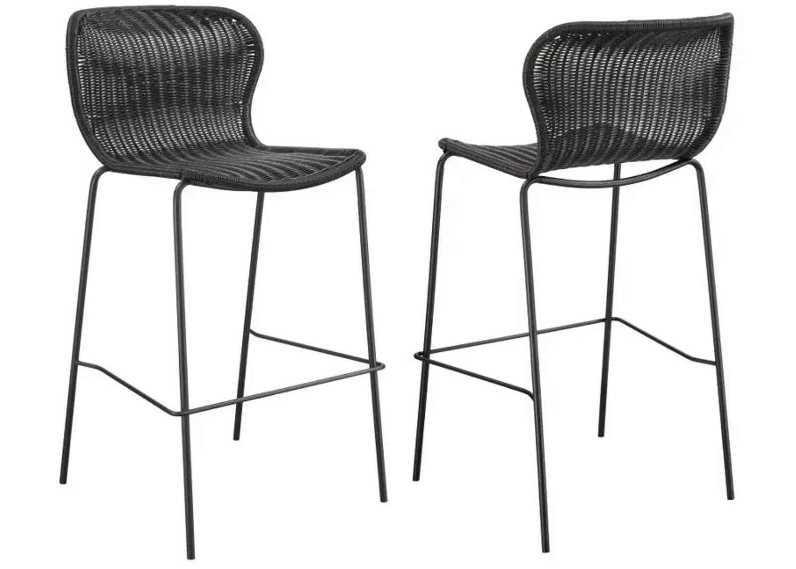 Mckinley Upholstered Bar Stools with Footrest (Set of 2) Brown and Sandy Black