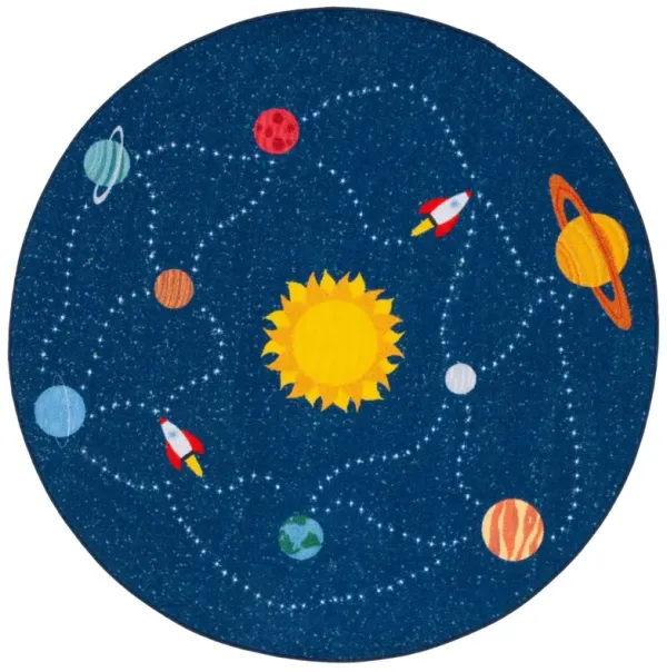 KIDS PLAYHOUSE 253 NAVY  6'-7' x 6'-7' Round Round Rug