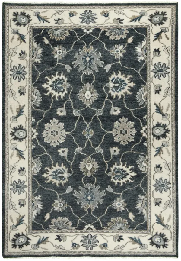 Ashton Charcoal/Ivory  Hand Spun Wool/Tencel 2' x 3'  Rectangle Rug