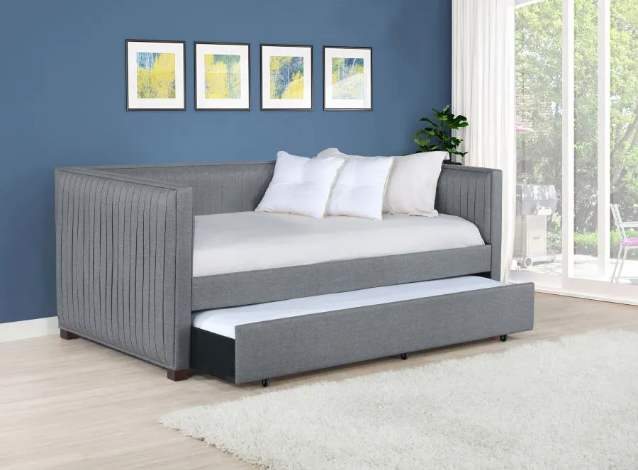 Abraham Upholstered Twin Daybed with Trundle Grey