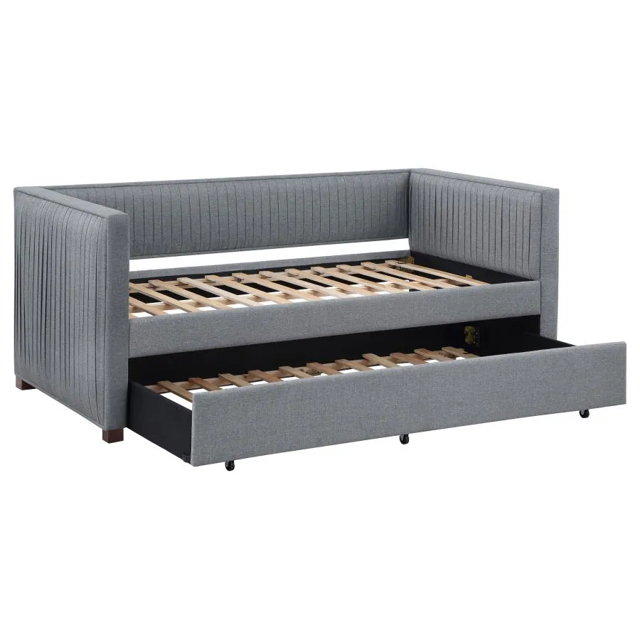 Abraham Upholstered Twin Daybed with Trundle Grey