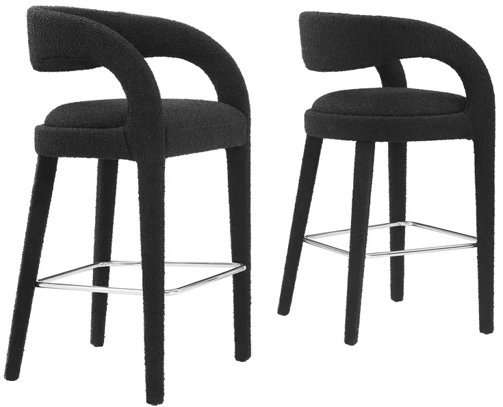 Pinnacle Boucle Upholstered Bar Stool Set of Two