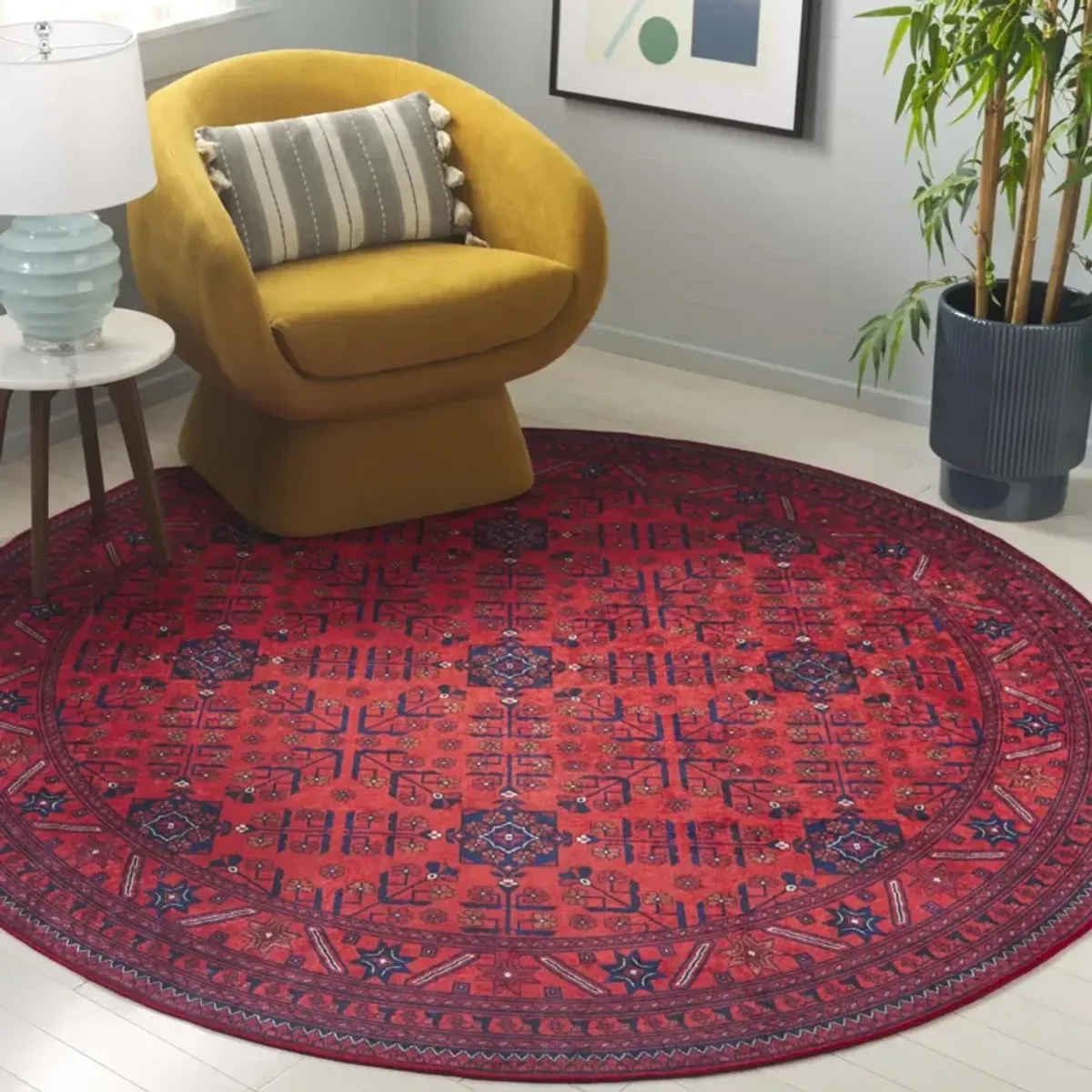 ORLANDO 754 RED  6'-7' x 6'-7' Round Round Rug