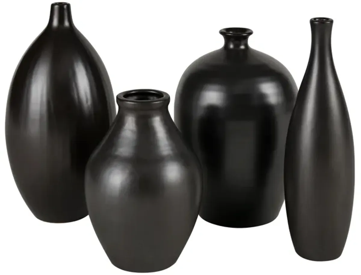 Faye Vase  -  Medium Black - Set of 2