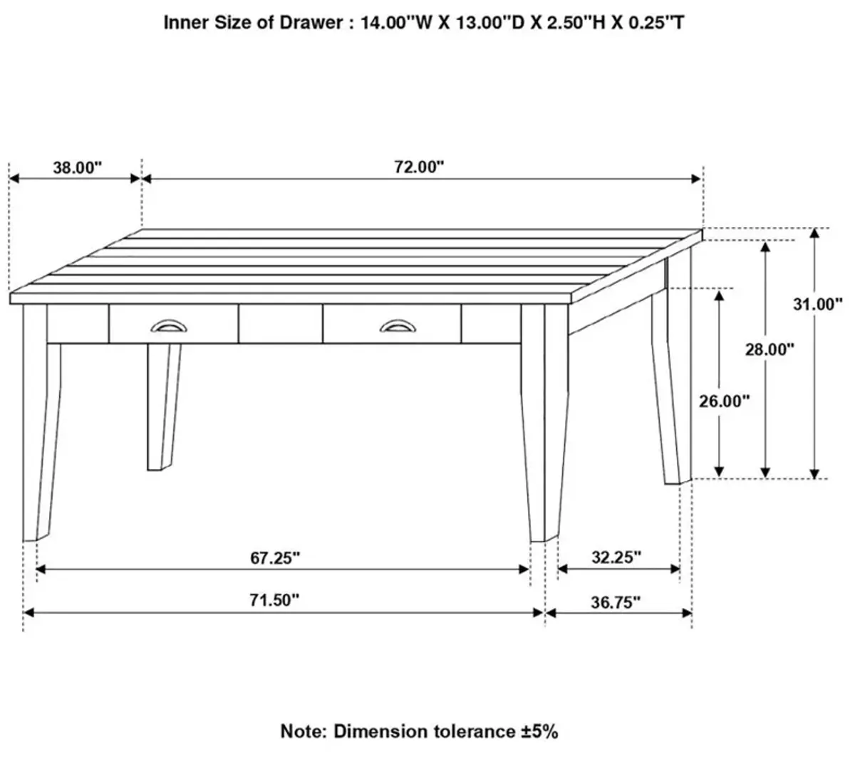 Kingman 4-Drawer Dining Table