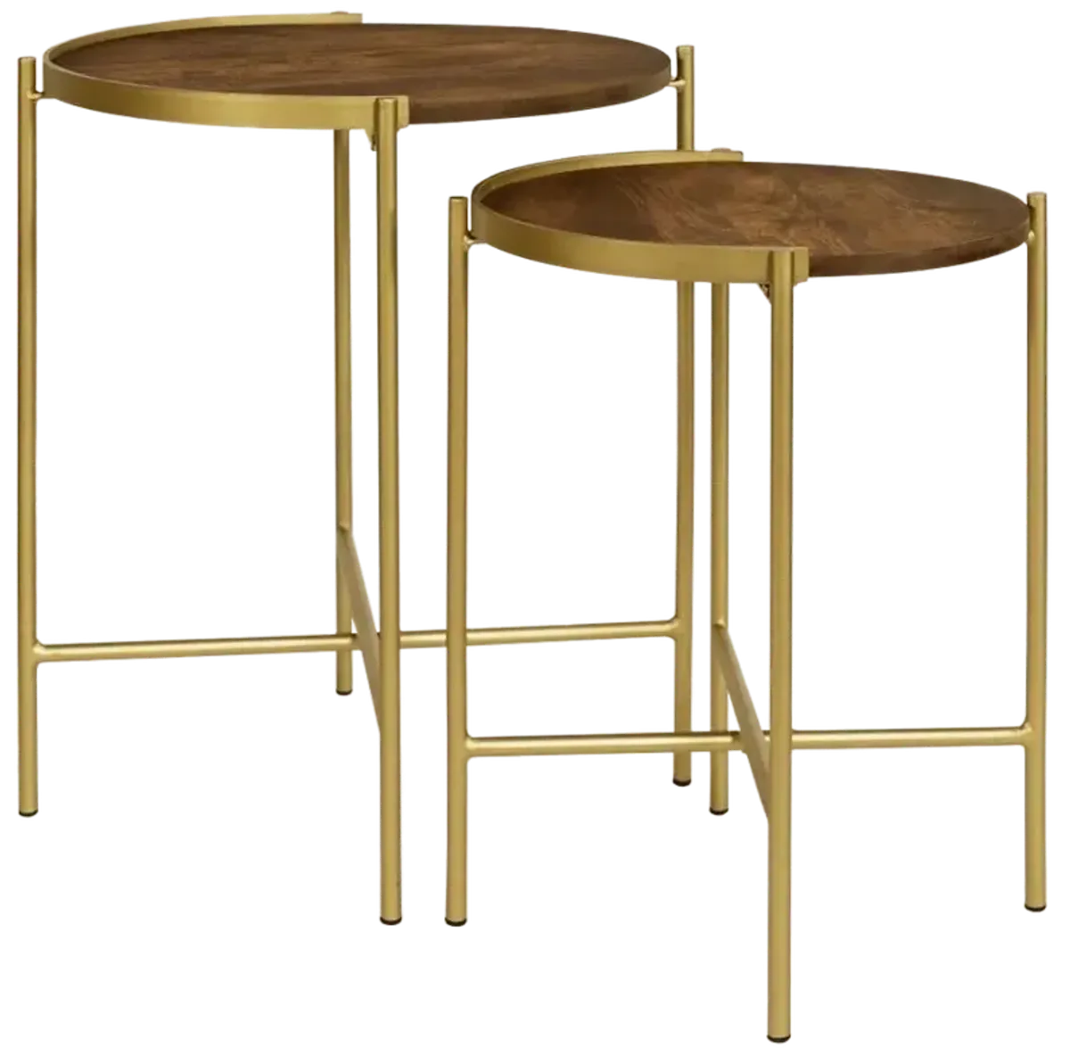 Malka 2-piece Round Nesting Table Dark Brown and Gold