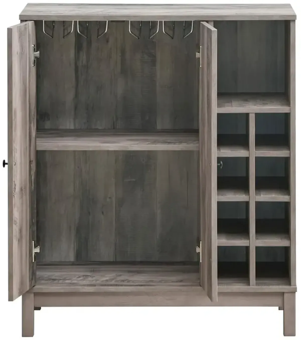 Cheyenne 2-door Wine Cabinet with Stemware Rack Weathered Acacia