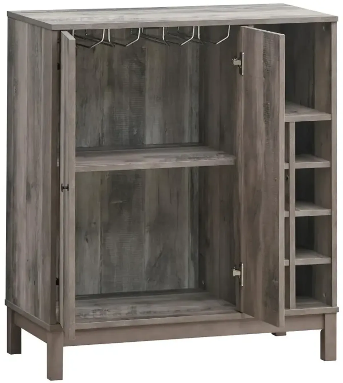 Cheyenne 2-door Wine Cabinet with Stemware Rack Weathered Acacia