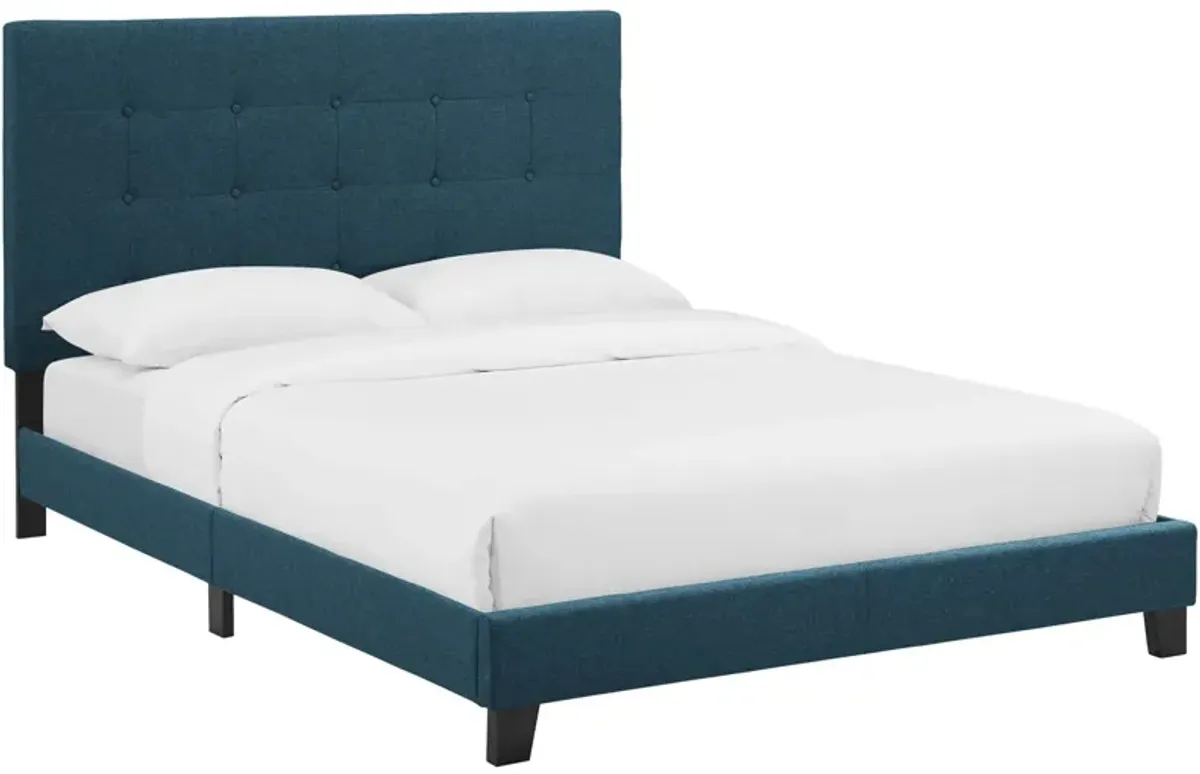 Melanie Queen Tufted Button Upholstered Fabric Platform Bed