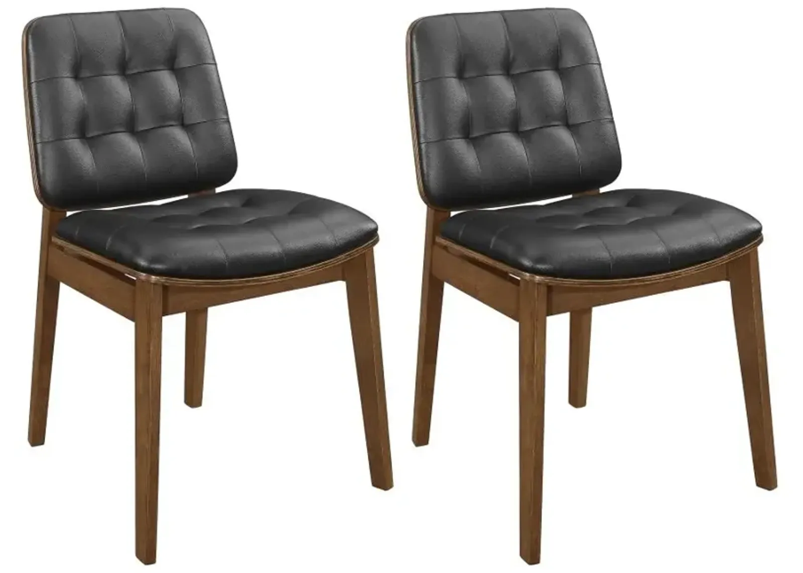 Adelina Tufted Back Side Chairs Natural Walnut And Black (Set of 2)