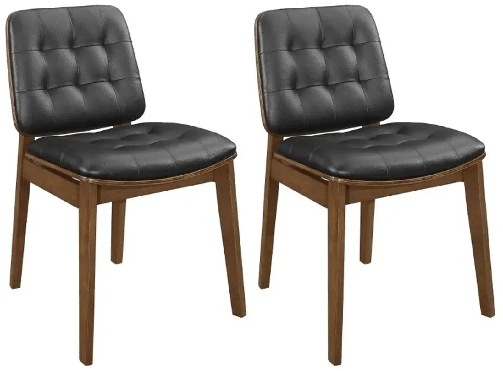 Adelina Tufted Back Side Chairs Natural Walnut And Black (Set of 2)