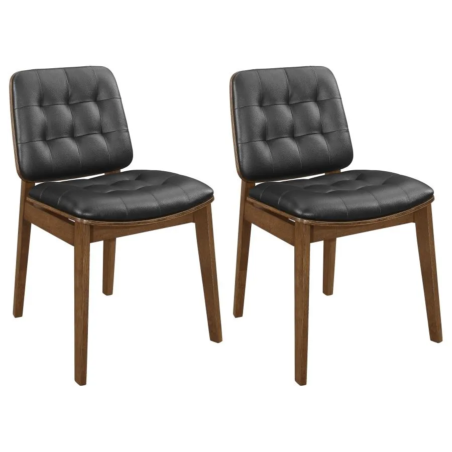 Adelina Tufted Back Side Chairs Natural Walnut And Black (Set of 2)