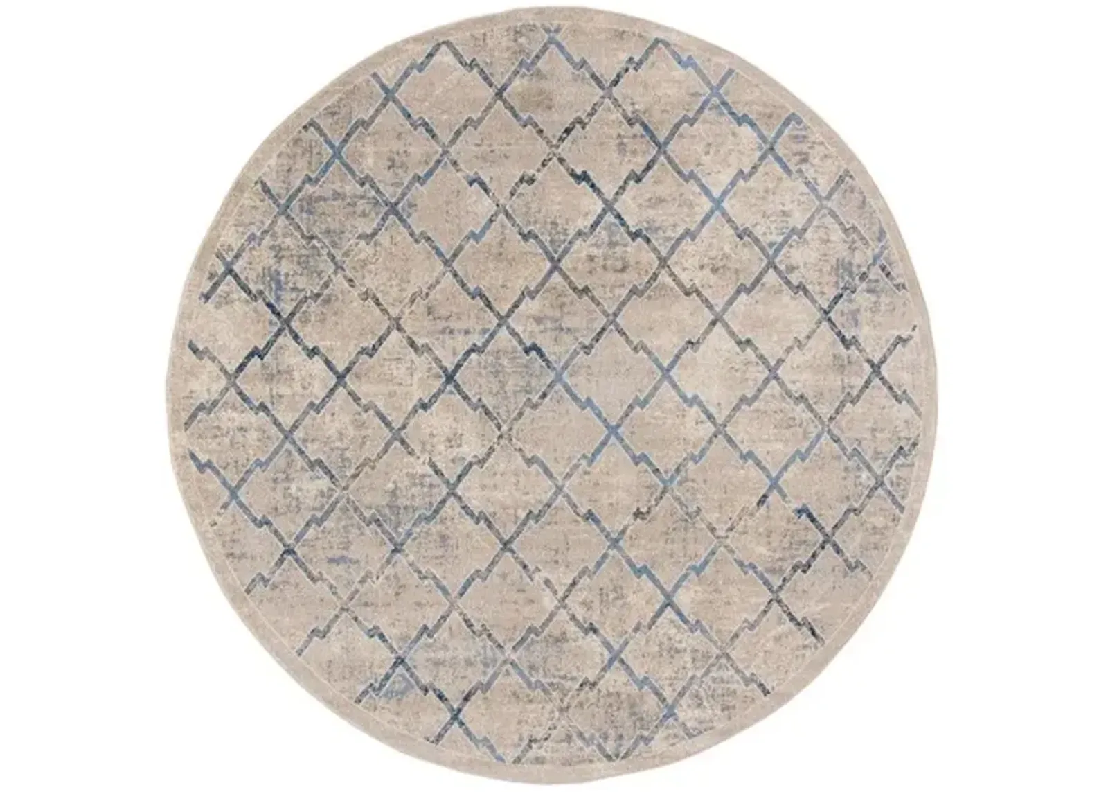 Brentwood 809 Light Grey / Blue 3' X 3' Round Round Powerloomed Rug