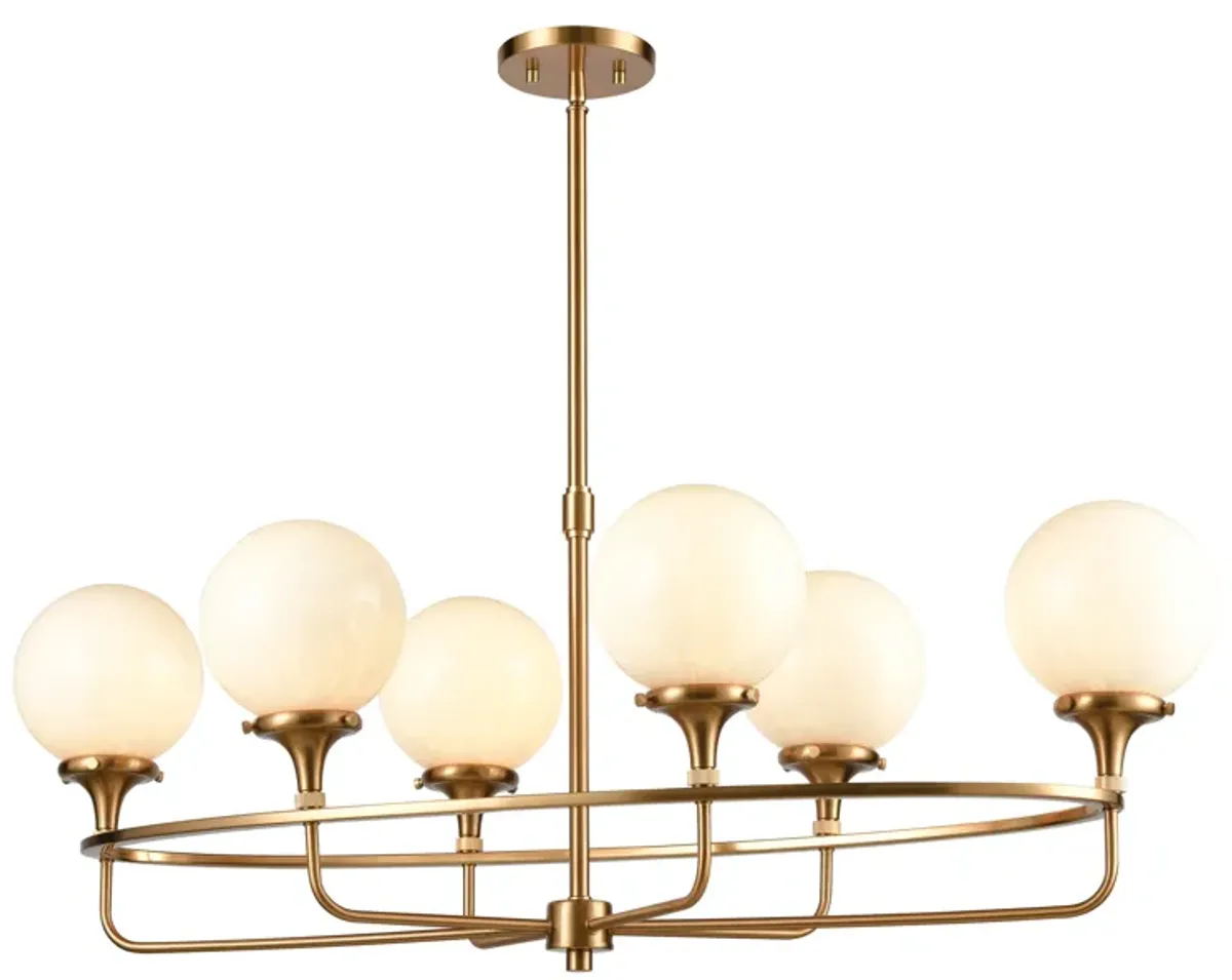 Beverly Hills 38" Wide 6-Light Linear Chandelier - Satin Brass