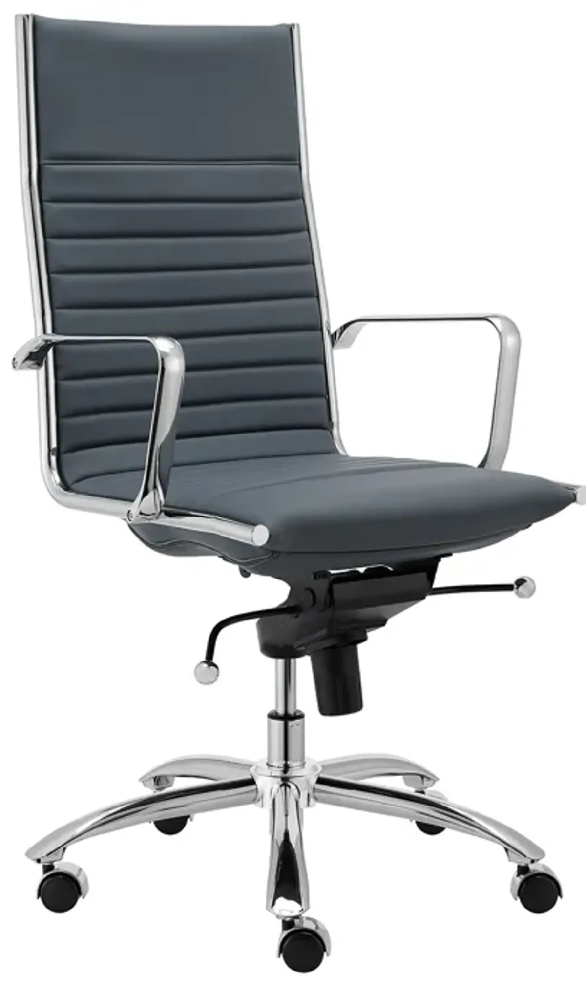 Dirk High Back Office Chair in Blue with Chromed Steel Base