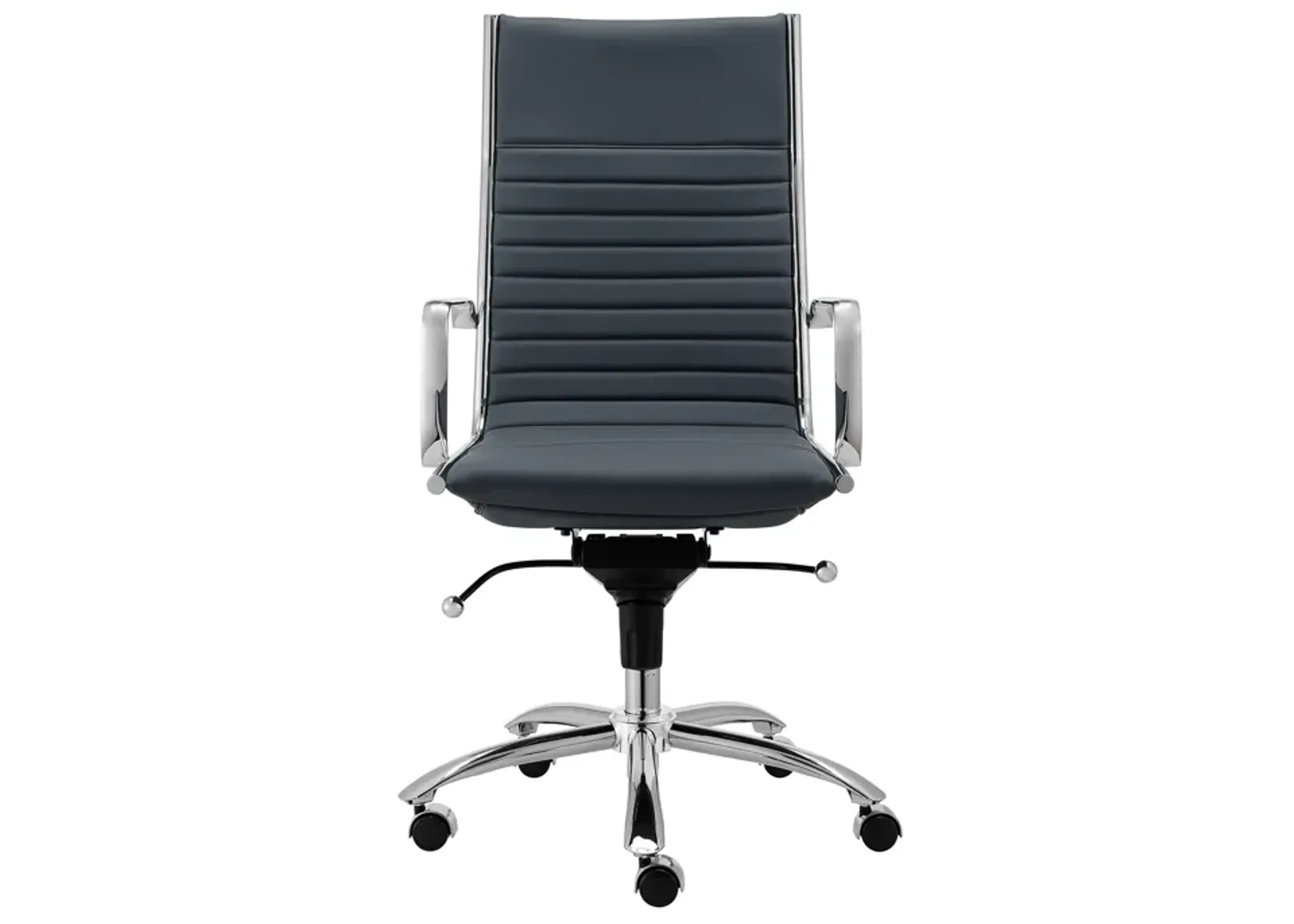 Dirk High Back Office Chair in Blue with Chromed Steel Base