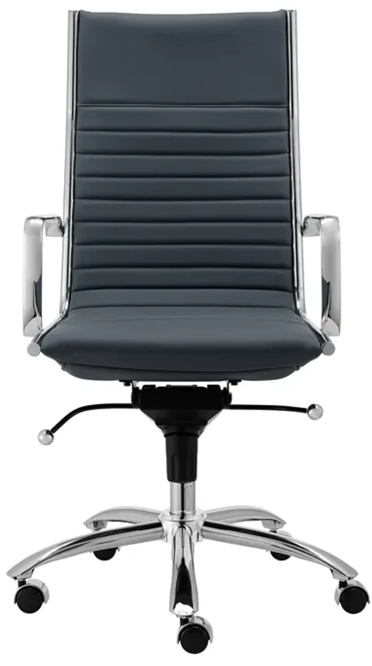 Dirk High Back Office Chair in Blue with Chromed Steel Base