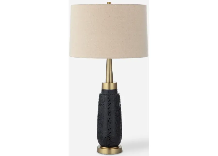 Spyglass Black Wood Grain Table Lamp