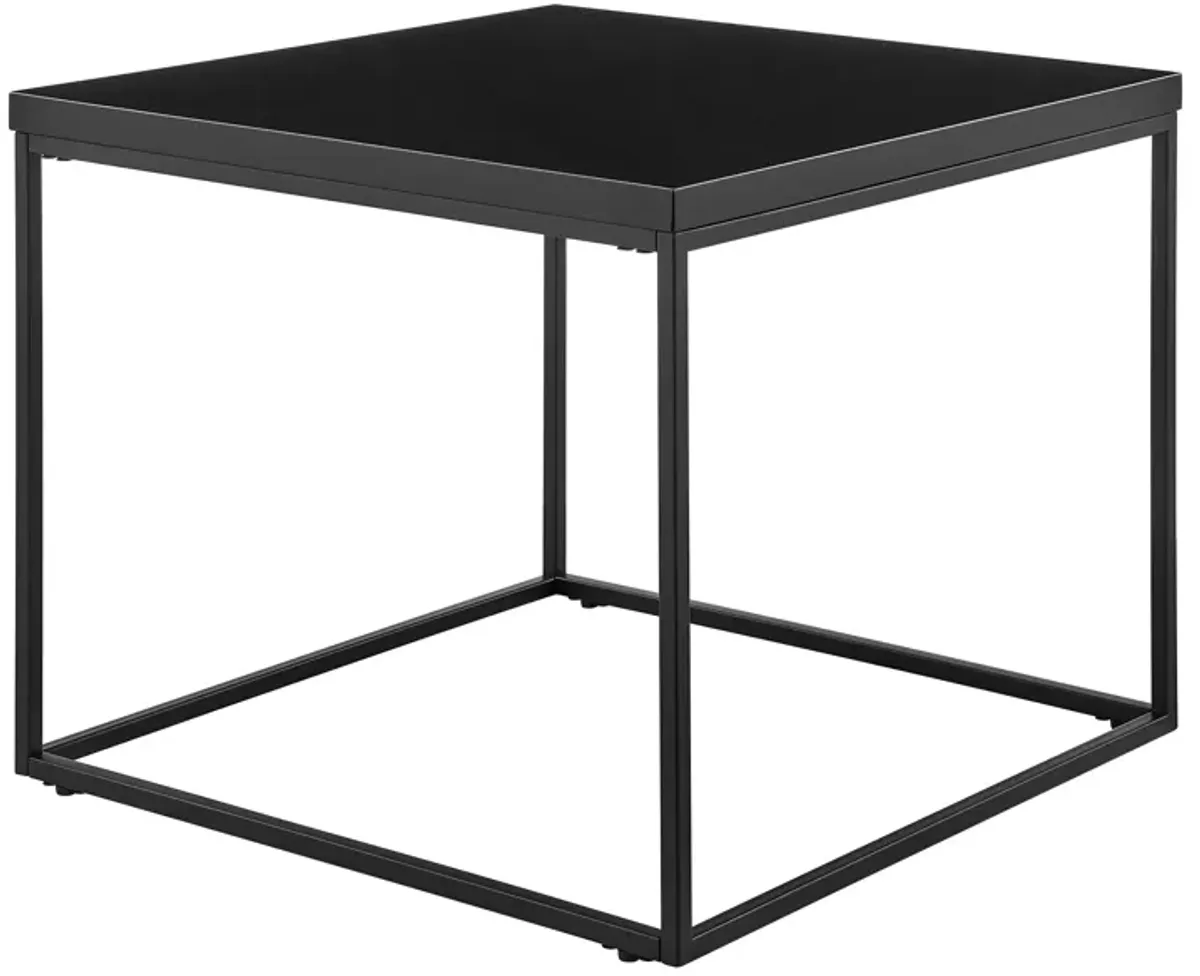 Teresa Side Table in High Gloss Black with Matte Black Base