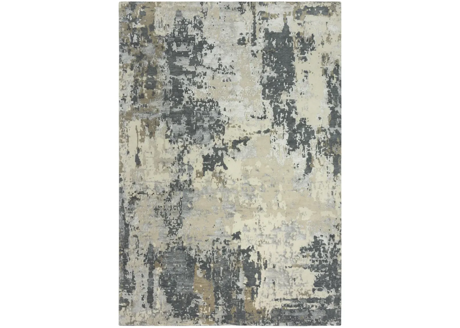 Finesse Ivory Abstract Hand Spun New Zealand Wool/Tencel 6' x 9' Rectangle Rug