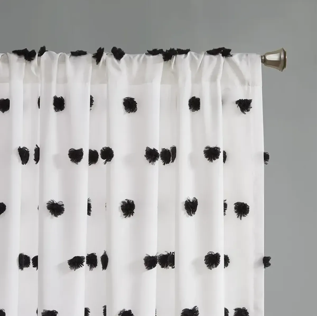 Intelligent Design Sophie Black Pom Pom Embellished Curtain Panel