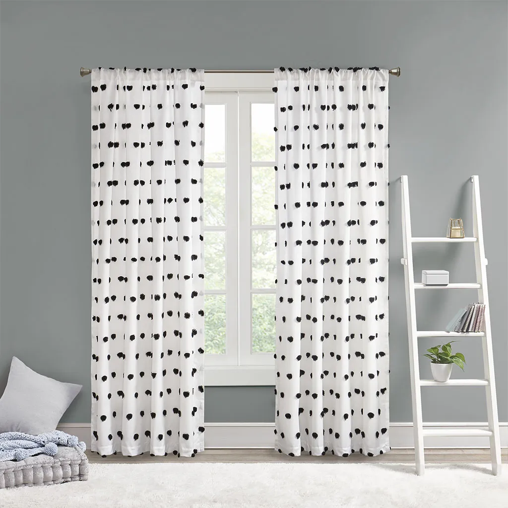 Intelligent Design Sophie Black Pom Pom Embellished Curtain Panel