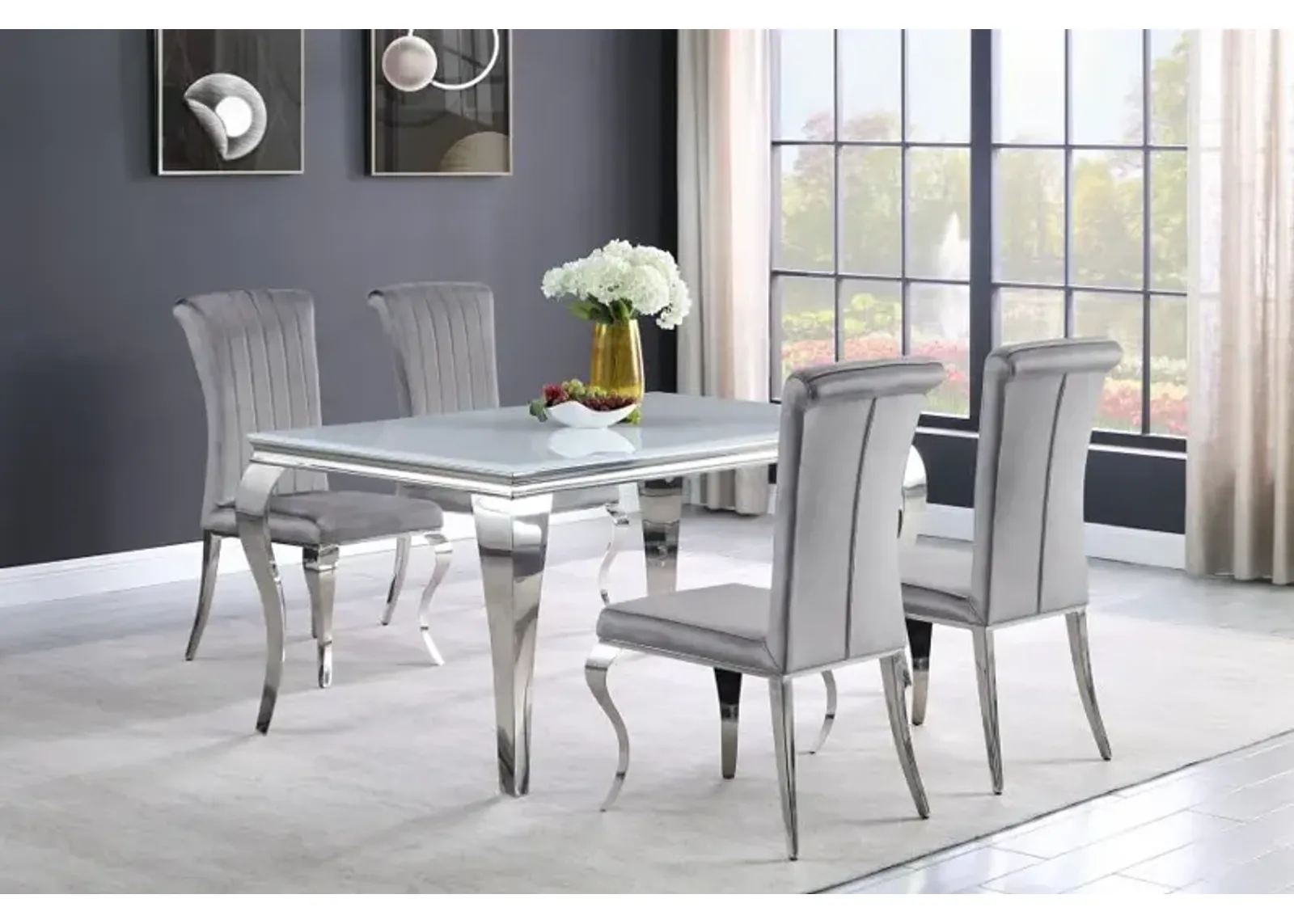 Carone 5-piece 61" Rectangular Dining Set Grey and Chrome