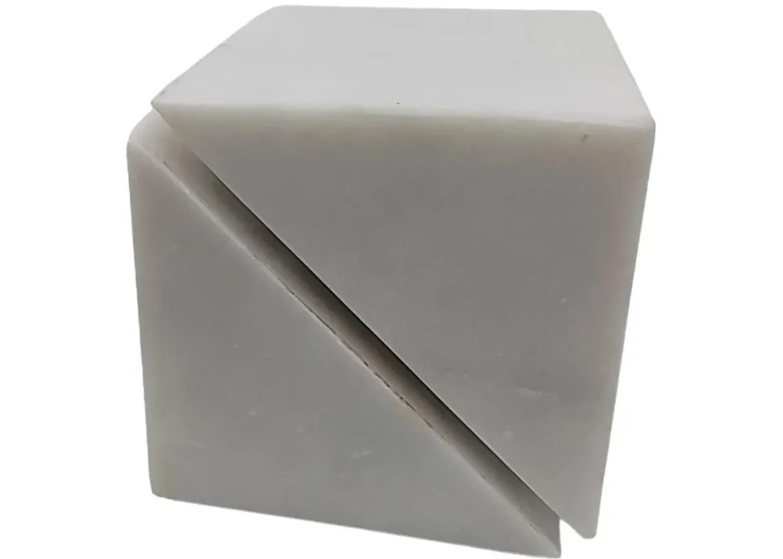 4" Cut Marble Cube, White