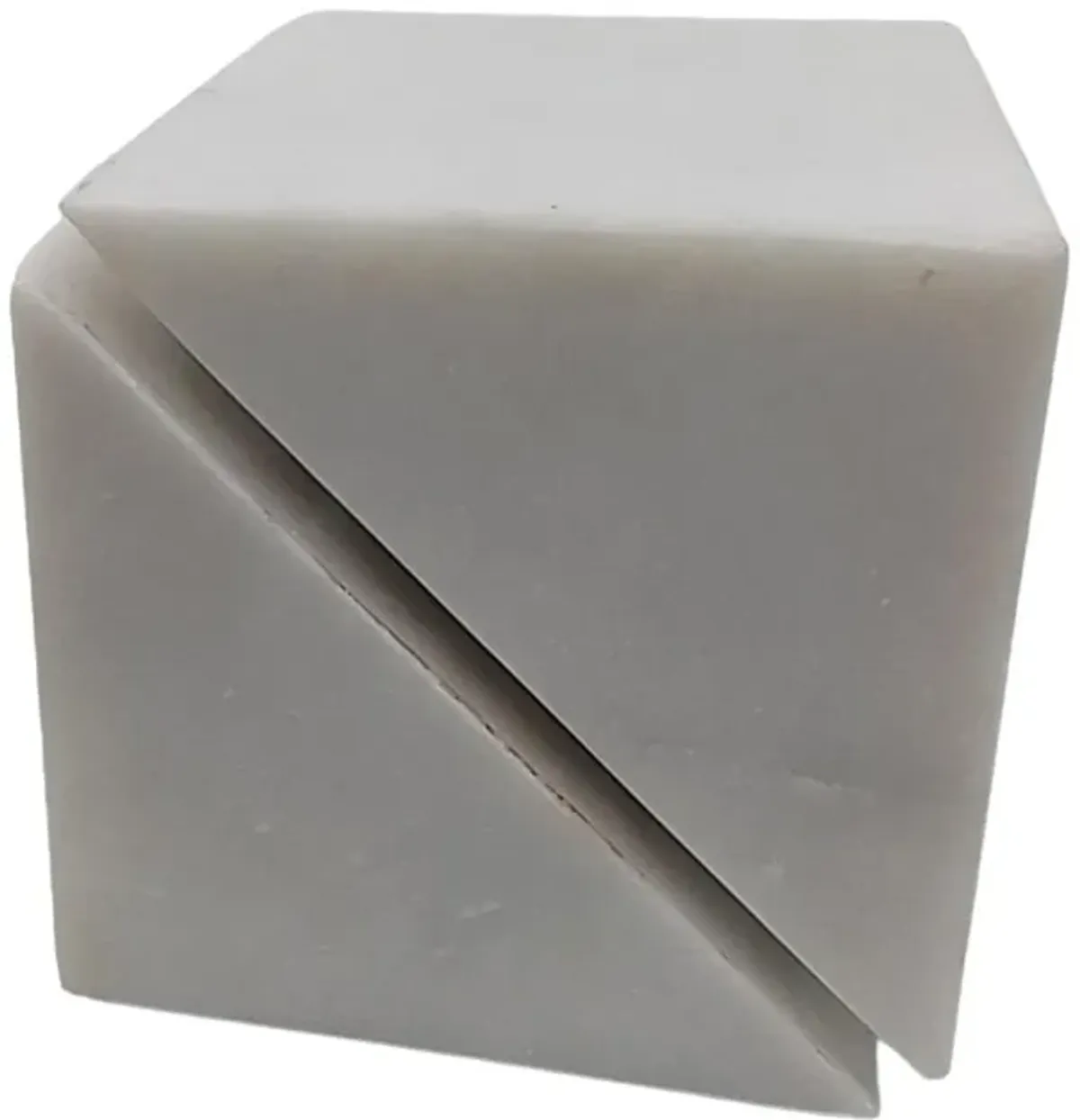 4" Cut Marble Cube, White