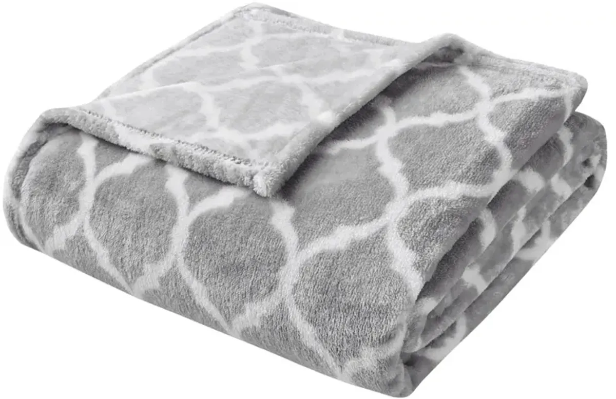 Madison Park Ogee Grey Oversized Throw