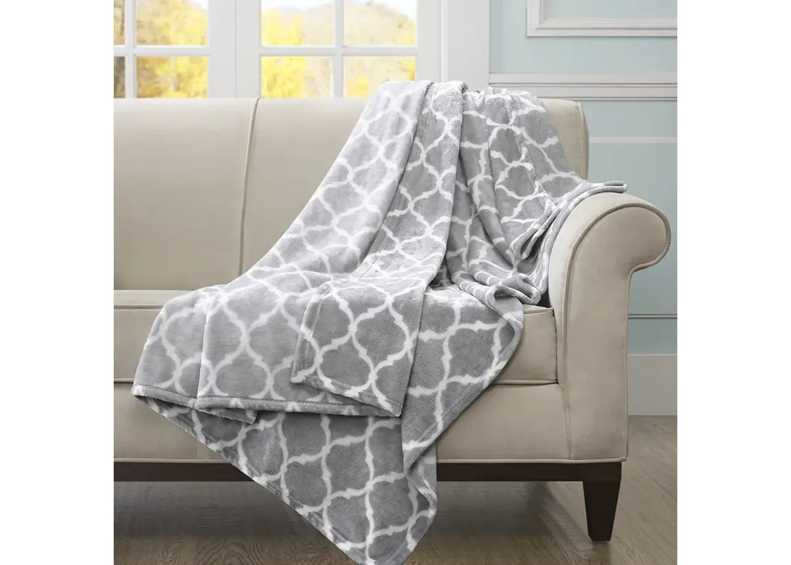 Madison Park Ogee Grey Oversized Throw